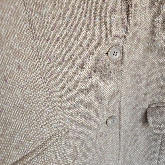 Vintage Pendleton Wool Tweed Blazer Size 12 90s Career Preppy Tan - Picture 2 of 8